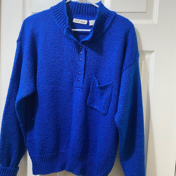 Vintage FE Design Size XL Women’s Blue Cardigan - Picture 1 of 7